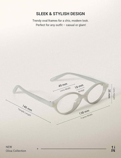 TIJN Olisa Blue Light Blocking Glasses for Women Men,Oval Glasses Frame Bluelight Glasses for Gaming/Computer/Screen