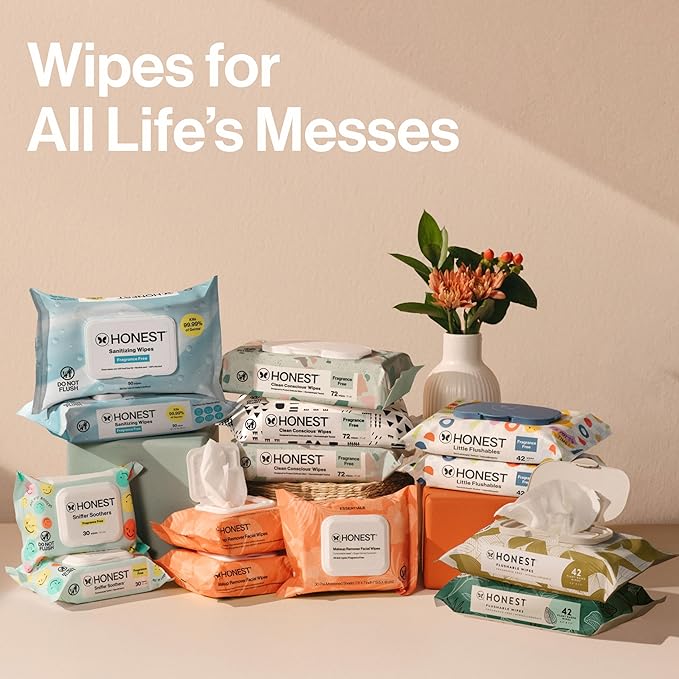 The Honest Company Hypoallergenic Multi-Use Baby Wipes for Sensitive Baby Skin, Rose Blossom, 60 Count