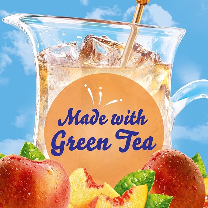 Crystal Light Peach Iced Tea Artificially Flavored Powdered Drink Mix, 72 ct Pack, 12 Canisters of 6 Pitcher Packets