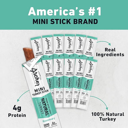 Country Archer Mini Turkey Jerky Sticks - All Natural Turkey Sticks, Meat Snack for People, Gluten Free, Keto Protein Snack, Rosemary Flavor - 0.5 oz (Pack of 12)
