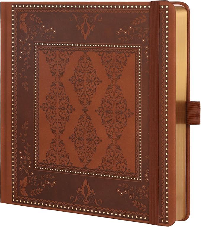 TIEFOSSI Dotted Journal Notebook, Dot Grid Notebook for Women Men, Hardcover PU Leather Journal, 160 GSM Thick Paper, 160 Numbered Pages with Gold Edges, 8 x 8 Square Diary