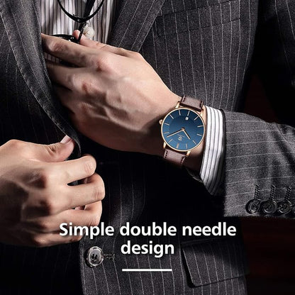 L LAVAREDO Watch for Men, Extremely Thin Mens Watches Minimalist Analog Men's Leather Wrist Watches with Time/Date, Birthday Gift for Men Boyfriend