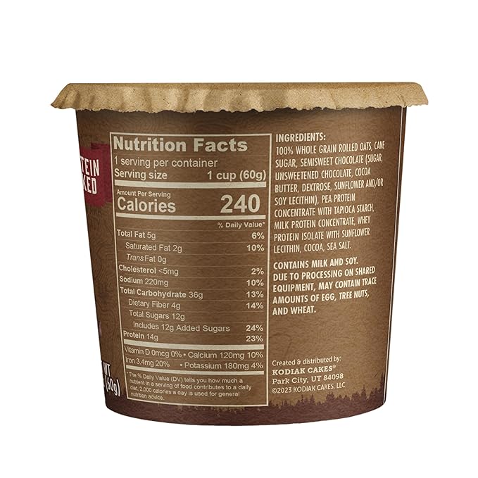 Kodiak Cakes Instant Protein Chocolate Chip Oatmeal in a Cup, 2.12oz (Pack of 12)