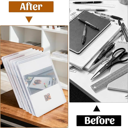 6 Pack Photo Storage Box, Clear Photo Organizers and Storage for 8" x 10" Picture, Plastic Scrapbook Paper Storage with Snap-Tight Latch for Crafts,Board Game,Office Supplies, Files