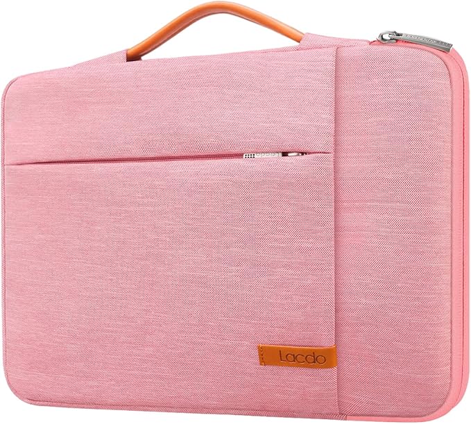Lacdo 360° Protective Laptop Sleeve Case for 13 inch New MacBook Air M4 A3240 2025, M3 A3113, M2 A2681, M1 A2337 | 13" MacBook Pro M2/M1 A2338 A2251 | 13" iPad Pro M5 / iPad Air M3 Computer Bag, Peach