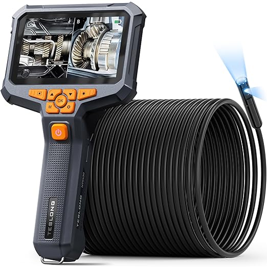 Teslong 50FT Sewer Camera, Dual Lens Borescope with Light, 4.3" HD Drain Plumbing Endoscope Inspection Camera, Home Waterproof Flexible in Wall Cam Pipe Tools, Snake Scope for Air Duct HVAC