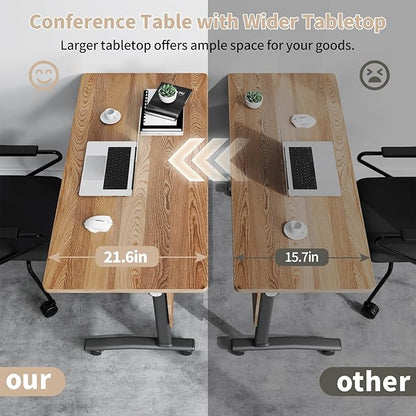 Conference Room Table, 55 Inch Folding Conference Tables with Wheels, Modern Office Meeting Table, Easy Flip & Nest Design, Rectangular Seminar Tables with Metal Frame for 2-24 People (I, 4PCS)