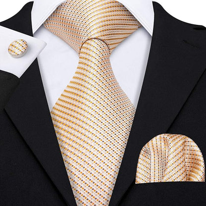 Barry.Wang Tie Sets for Men Silk Solid Necktie Stain Ties Handkerchief Pocket Square Cufflinks Wedding Business Dyed