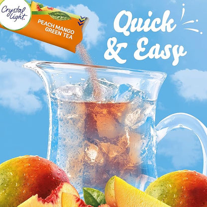 Crystal Light Peach Mango Green Tea Naturally Flavored Powdered Drink Mix, 60 ct Pack, 12 Canisters of 5 Pitcher Packets
