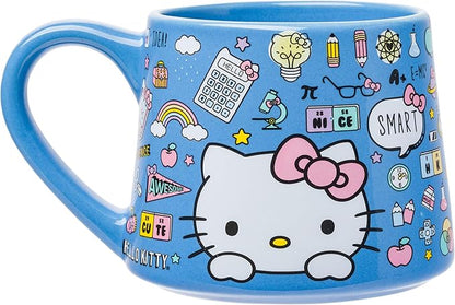 Silver Buffalo Sanrio Hello Kitty Back to School Tapered Pottery Mug, 14 Ounces