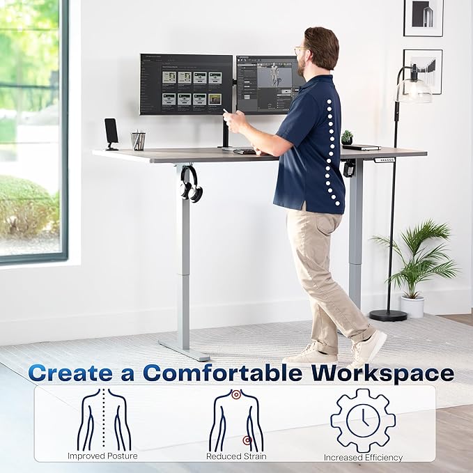 VIVO Electric 71 x 36 in Standing Desk, Memory Height Adjustment, 1B Series, Dark Gray Top Gray Frame, DESK-KIT-1G7G-36