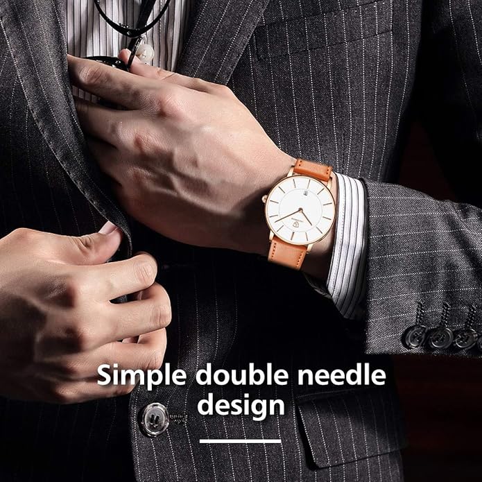 BEN NEVIS Watch, Mens Watch, Minimalist Fashion Simple Wrist Watch Analog Date with Leather Strap