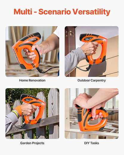 VEVOR Electric Nail Gun, 2-in-1 Staple Gun Brad Nailer, 18 Gauge 5/8 inch, Stapler Brad Nailer with 1000 Pcs Staples and 1000 Pcs Brad Nails, Non-Slip Rubber Grip, for Woodworking and DIY Projects