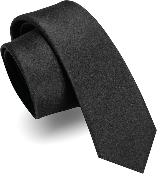 RBOCOTT 2.4“ Solid Color Skinny Tie Business Wedding Necktie for Men(6cm)