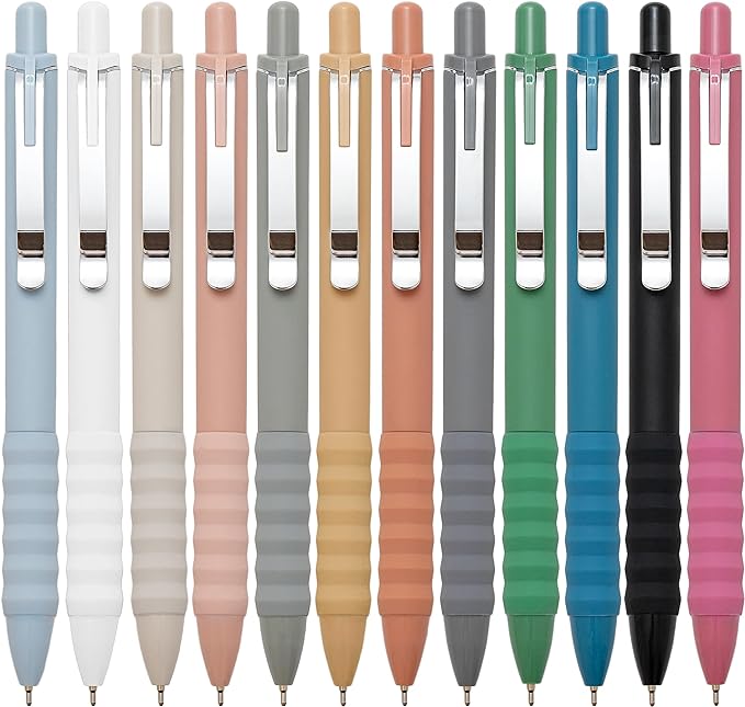 Ballpoint Pens Black Ink Ball Point Pen with Super Soft Grip Medium Point 1.0mm Office Pens (Silver 12-count)