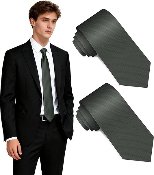 Fineknot Black Ties for Men, Formal Neckties for Men, Solid Color Mens Ties for Business, Wedding, Party, Mens Neck Tie