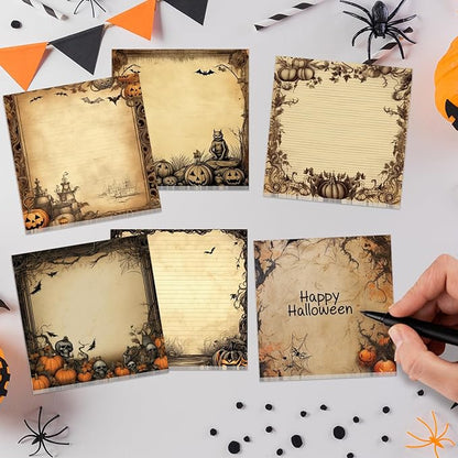 30 Pack Halloween Pumpkin Sticky Notes -600 Sheets Retro Spooky Halloween Memo Notes for Message Reminder Gifts School Office Students Teachers Presents