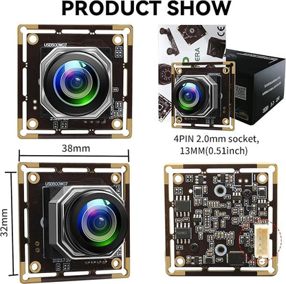 USB Camera Module 5Megapixels 1944P 30fps Color Camera Module with 185Degree Autofocus Fisheye Lens Lightburn Webcam for Linux Mac OS Raspberry pi Widely Used in Industrial Security Monitoring