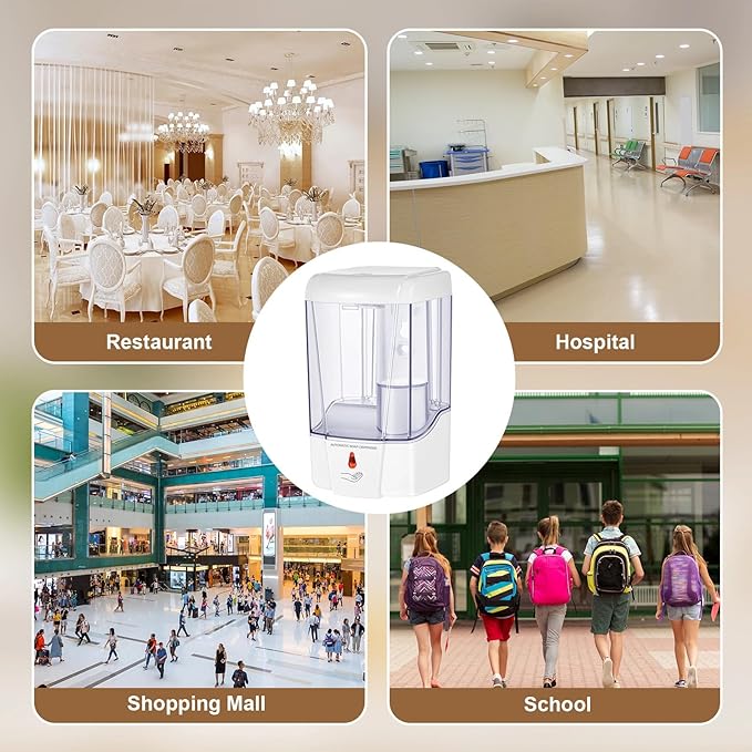 Hushee 2 Pcs Automatic Soap Dispenser Sensor Hand Sanitizer Dispenser Battery Powered for Office Kitchen Hotel