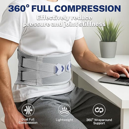 Thin Back Brace for Women Lower Back Pain Relief, Slim Fit & Lightweight for Wearing Under Clothes, Ideal for Sciatica, Scoliosis, Posture, Lifting, Size M