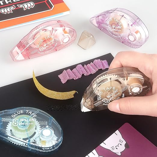 8 Pack Scrapbook Tape Double Sided Tape Roller for Crafts, Adhesive Glue Tape Scrapbooking Supplies Journaling School Office Supplies for Kids and Adults