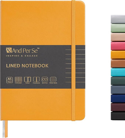 &And Per Se Lined Journal Notebook, 160 Pages, A5 5.7 x 8 inches College Ruled Thick Paper Notebook Journals for Writing, Hardcover Notebooks for Women Men Office School (1 Pack, Yellow)