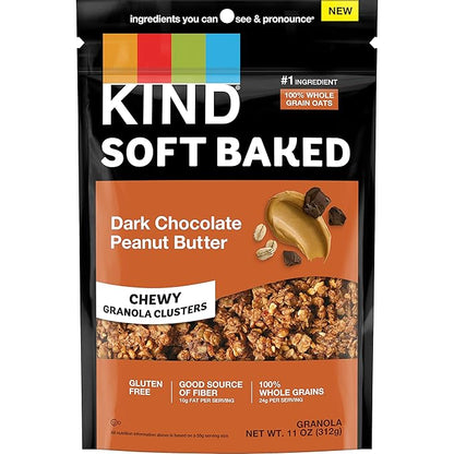KIND Soft Baked Granola, Dark Chocolate Peanut Butter, Healthy Snacks, Gluten Free, 100% Whole Grains, 5g Protein, 11oz, 1 Count