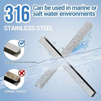 meite 71/10 22 Gauge 71 Series 316 Stainless Steel Upholstery Staples, 3/8-Inch (9.1 mm) Crown 3/8-Inch Length for Fine Wire Stapler Gun and Marine Upholstery (10 Boxes)