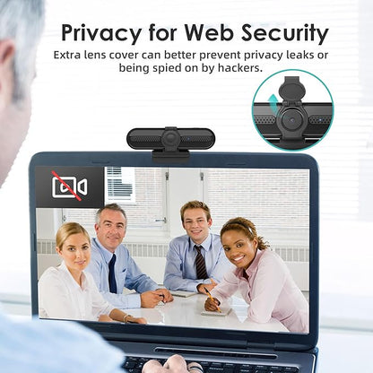 saylas 2K Webcam with Microphone, FHD Streaming Camera with 2K/1080P, 78°FOV, Privacy Cover, Plug & Play USB Web Cam, Autofocus, Webcam for PC, Computer Web Camera for Laptop, Desktop, Mac