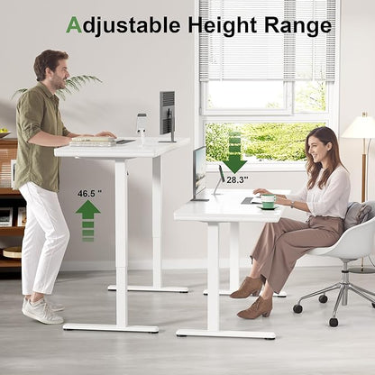 Homall Whole Piece Standing Desk with Drawer, Desktop Digital Display and USB Charge Port, Extra Thickening Height Adjustable Electric Sit Stand Desk for Home Office Computer Desk (White, 55 Inch)