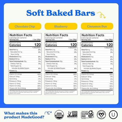 MadeGood Mornings Soft-Baked Oat Bars Variety Pack (30 count)