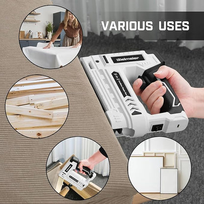 Bielmeier Electric Staple Gun 5 in 1 Band Nailer, 4V Rechargeable Cordless Stapler, Pin Nail Gun Battery Powered with 1,950 Staples and Nails, Power Wire Staple Gun for Home, Wood, Upholstery, DIY