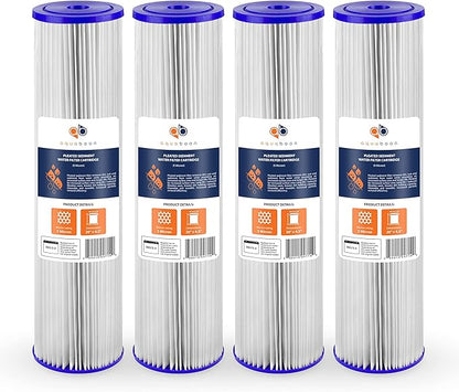 Aquaboon 5 Micron 20 x 4.5 Whole House Pleated Water Sediment Filter Replacement Water Filter Cartridge Compatible with ECP5-20BB, SPC-45-2005, 4-Pack