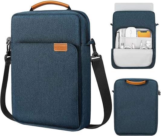 MoKo 15 Inch Laptop Sleeve Bag Fits MacBook Air 15" M2 2023, MacBook Pro 14" M2 2023, Galaxy Tab S9 Utra 14.6" 2023, Handle Carrying Case with Shoulder Strap, Indigo