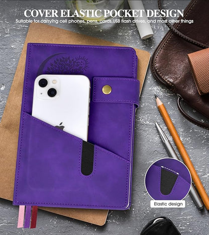 Blank Journal Notebook, A5 Hardcover Leather Sketchbook with 200 Pages Thick Blank Paper for Men Women, Unlined Drawing & Writing Journal, 5.9" x 8.4" Plain Notebook (purple)