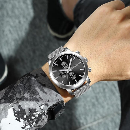 CRRJU Mens Stylish Casual Quartz Watches for Men Luxury Waterproof Calendar Chronograph Japan Movement Wristwatches