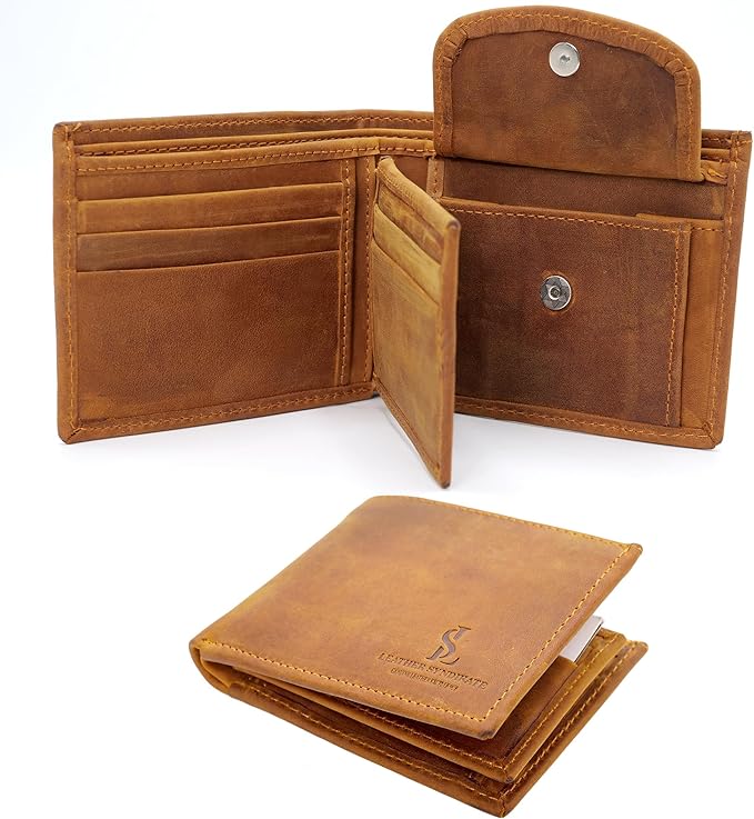 Bifold Wallet for Men with Premium Cowhide Leather Slim Wallet, Minimalist Design, Multiple Card Slots, Stylish Durable Gift-Ready Men’s Wallet (Brown)