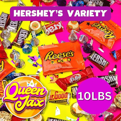Hershey Chocolate Candy Variety Pack- 10 Lb - Dark Chocolates & Milk Chocolates - Hershey Kisses, Reese, Kitkat + More! - Halloween Candy Bulk - Chocolate Bar, Individually Wrapped