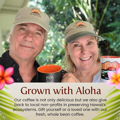 KONA EARTH 100% Kona Premium Coffee, Medium Dark Roast, Whole Bean, 5 lb (80 oz) Farm-Direct Authentic Hawaiian Kona Coffee beans from Hawaii’s Big Island, Micro-Batch-Roasted