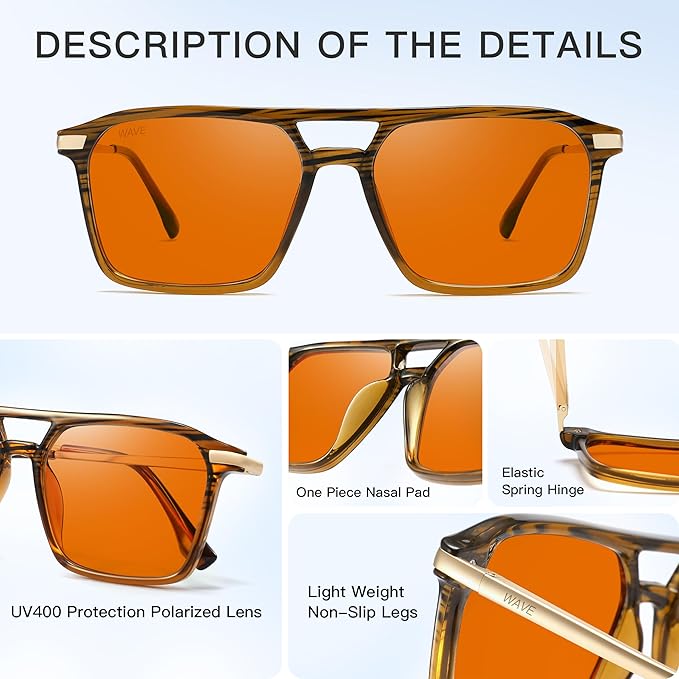 WAVE Blue Light Blocking Glasses,Gaming Glasses with Metal Frames,Computer Glasses for Eye Strain,Anti Glare