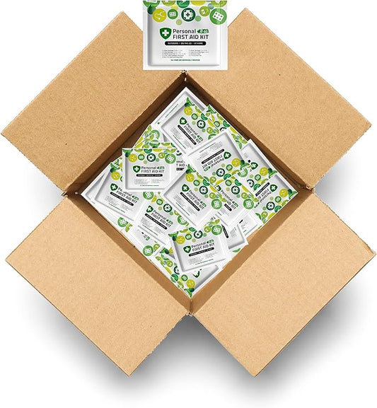 Portable Travel Size First Aid Kit - 60 Pack Case | Perfect for Home, Office, Car, School, Business, Travel, Hiking, Hunting, and Outdoors | Individually Wrapped First Aid Products (Green)