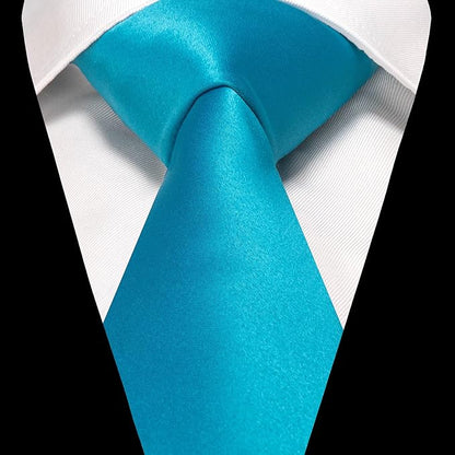 RBOCOTT Solid Color Tie and Pocket Square Hankerchief with Lapel Pin Set for Men