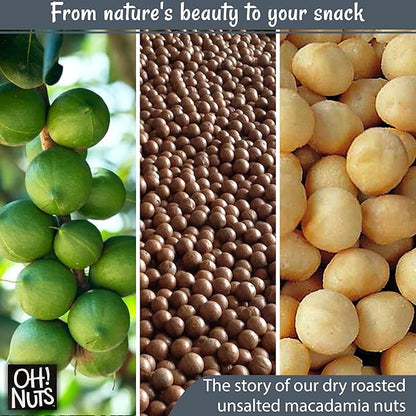 Oh! Nuts Macadamia Nuts - 1 lb - Dry Roasted Unsalted Macadamia Nuts - Oven Roasted - No Oil - Packed in New York Zip-Seal Bag for Exceptional Freshness