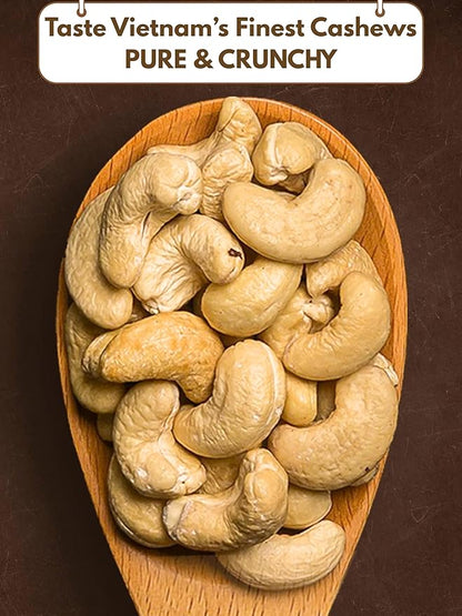 Roasted Unsalted Cashews - Snacks for Adults, Whole Nut (No Mixed), Oil Free Roast, Farm Fresh, Plant Based Protein, Healthy Nuts, Promote Heart Health, Ingredient: Natural Cashew 17.64 oz (Pack of 1)