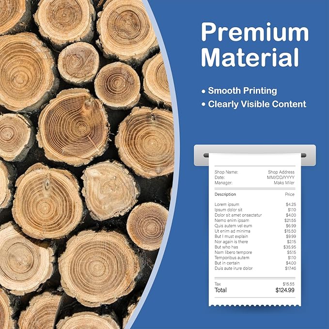 2 1/4" x 85' BPA-Free Thermal Receipt Paper Rolls 50 Rolls