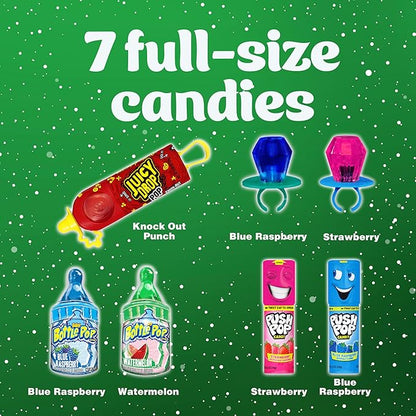 Christmas Candy Variety Pack Bag, 7 Ct Individually Wrapped Lollipops, Ring Pop, Push Pop, Baby Bottle Pop & Juicy Drop, Birthday Party Favors, Stocking Stuffers, Christmas Candy Bowls, Kids Gifts