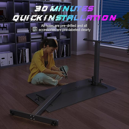Electric Standing Desk 55"x24" Adjustable Height Stand Up Desk with Lockable Wheels Ergonomic Sit Stand Desk for for Work Office Home Computer Workstation (Black)