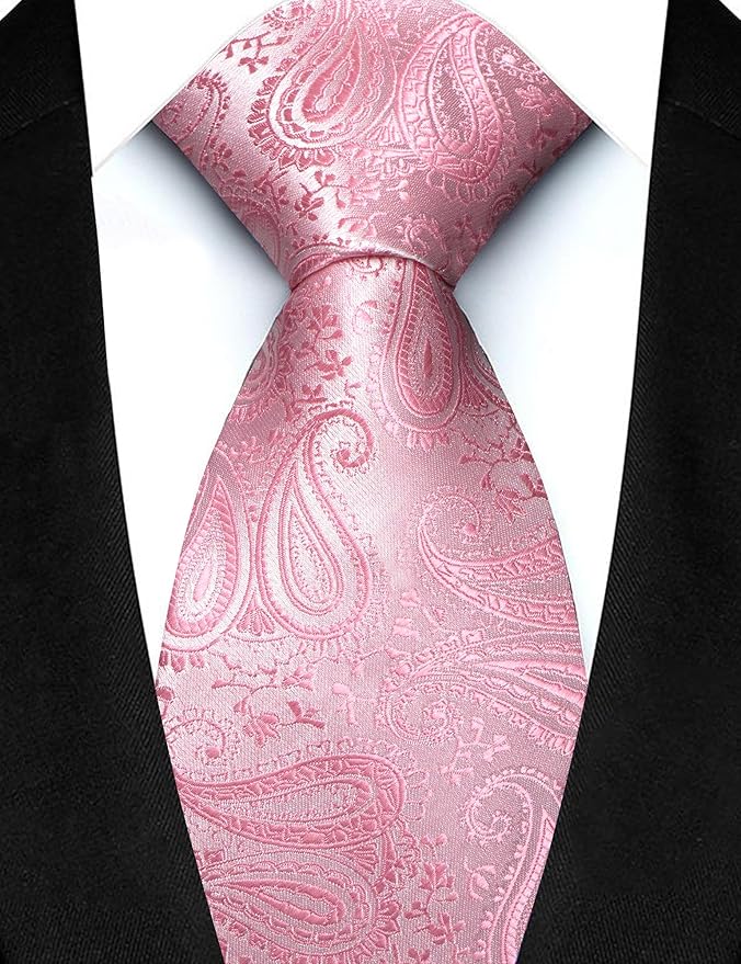 JEMYGINS Mens Paisley Tie and Lapel Pin Necktie Pocket Square and Tie Clip with Sets for Business Casual 4PCS