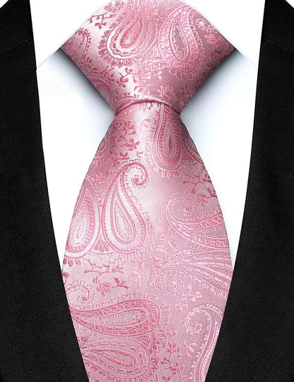 JEMYGINS Mens Paisley Tie and Lapel Pin Necktie Pocket Square and Tie Clip with Sets for Business Casual 4PCS