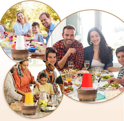 GEMLORD Wooden Cup Holder with Marker Slot, Disposable Cup Holder, Paper Cup Dispenser for Party Decoration Bathroom Kitchen Showers, Weddings & Events